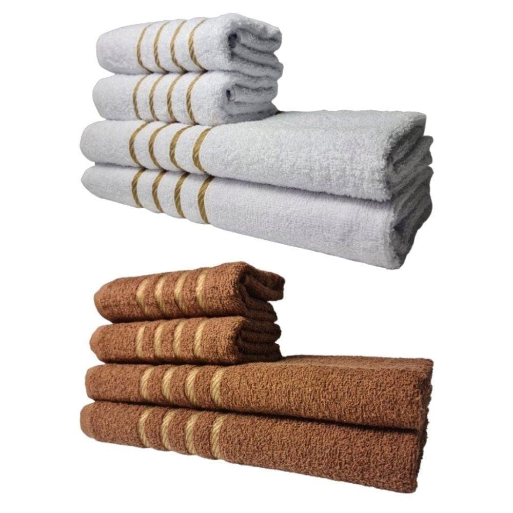 Kit 8 Toalhas Grossas E Grandes Montreal 4 Banhos 4 Rostos Branco+marrom