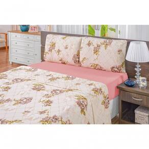 Jogo De Cama Malha Casal Quality 04 Peças - Estampa Rosê