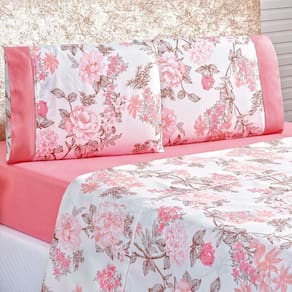 Jogo De Cama Estampado Micropercal 200 Fios Naturale Solteiro 03 Peças Serene