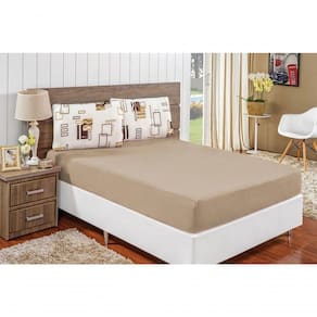 Jogo De Cama Malha King Quality 03 Peças - Avelã