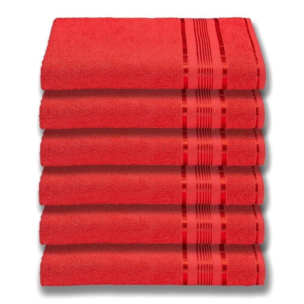 6 Toalhas Plus Size Grossa E Macia 80x180 Vermelho