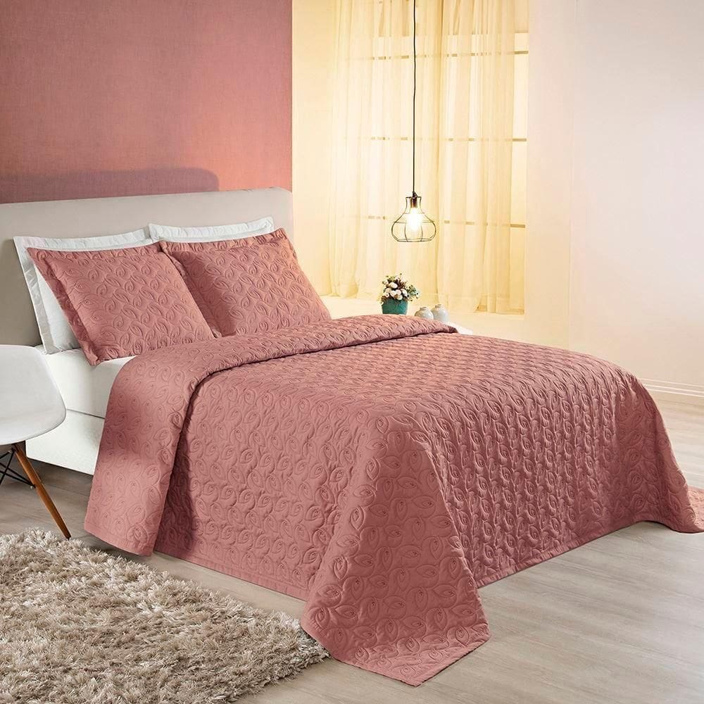 Cobre Leito ágata Queen 03 Peças - Rosê