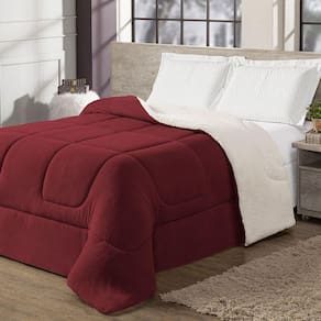 Coberdrom Cobertor King 1 Peça Maya Manta Soft E Sherpa De Carneiro 100% Poliéster Cor:vermelho