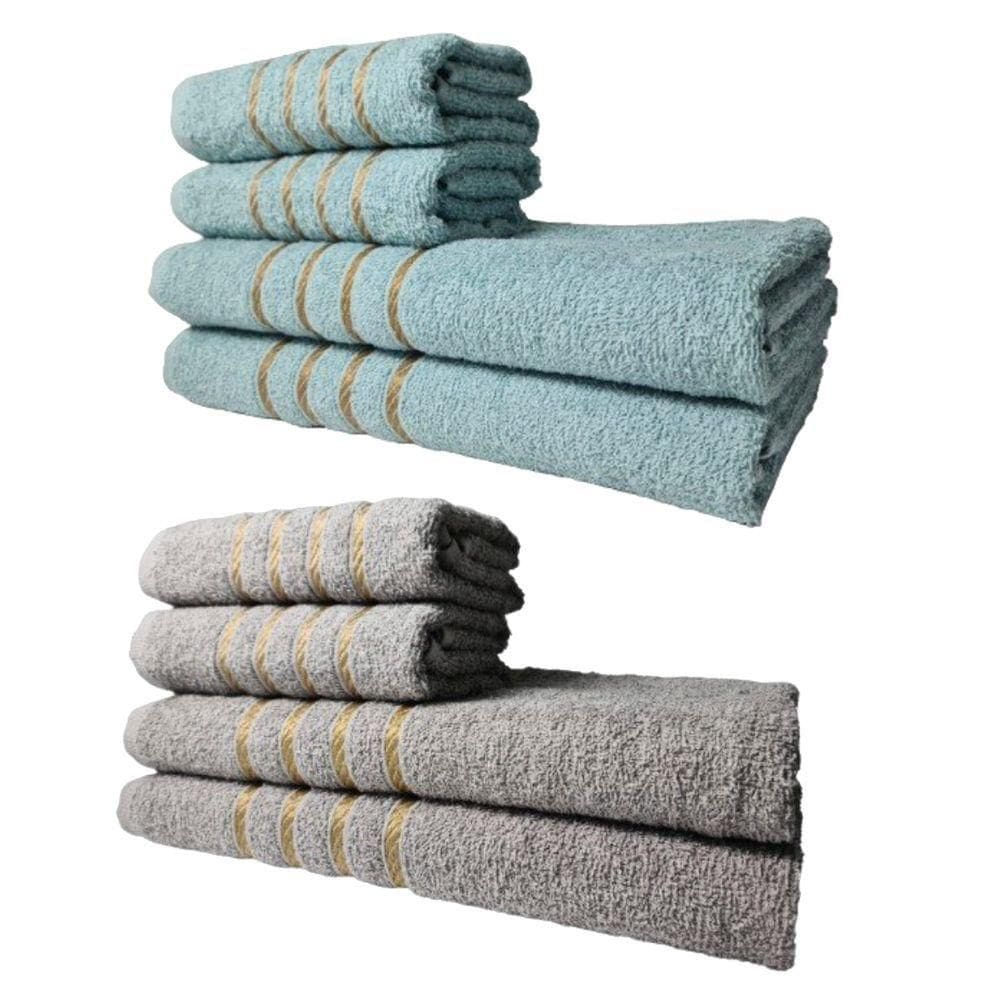 Kit 8 Toalhas Grandes Montreal 4 Banhos 4 Rostos Verde+cinza