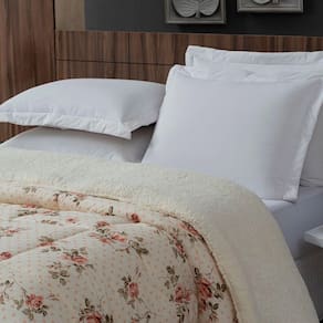 Coberdrom Sherpa-percal 180 Fios Estampado King Gran Moratta 01 Peça - Floral Salmão