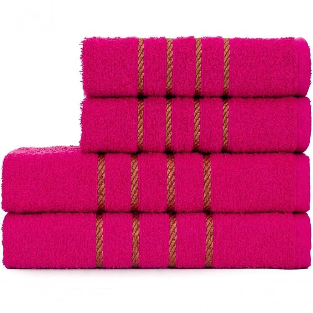 Jogo De Toalha Montreal 2 Banho + 2 Rosto Dourado 100% Algodão Alta Absorção Pink