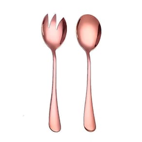 Par De Talher Para Salada 20Cm Inox Rose Gold