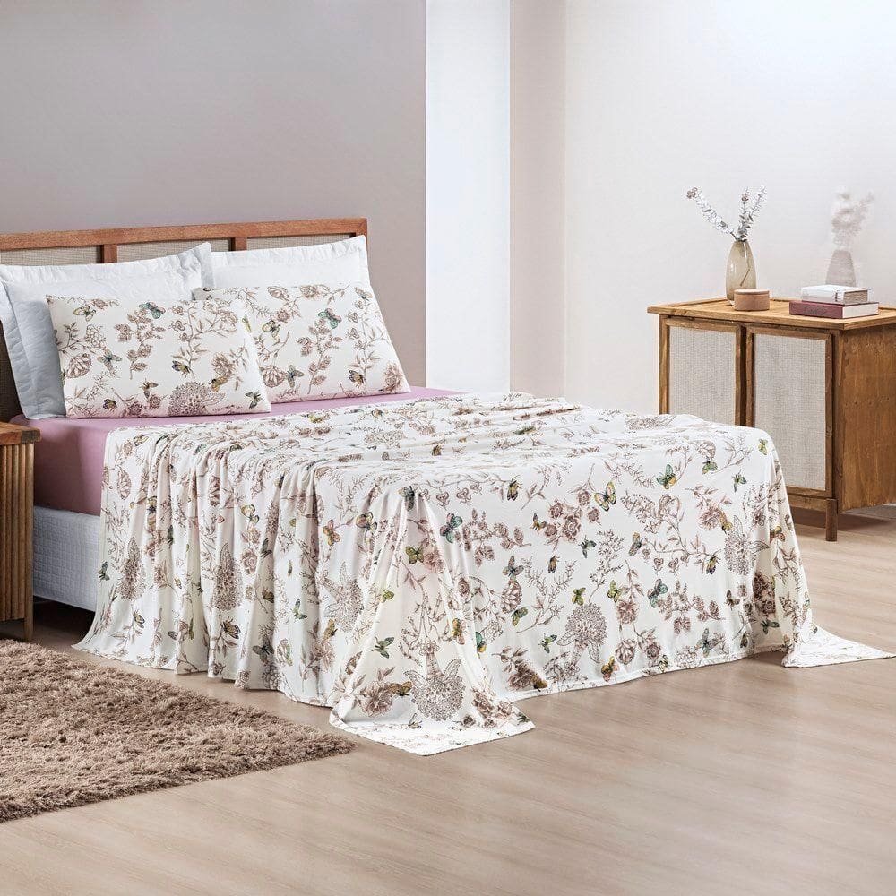 Jogo De Cama Malha King Quality 04 Peças - Butterfly