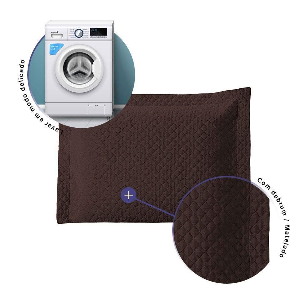 Porta Travesseiro Avulso 70cm X 50cm 1 Peça Prime Ultrassônico 100% Poliéster Cor:marrom