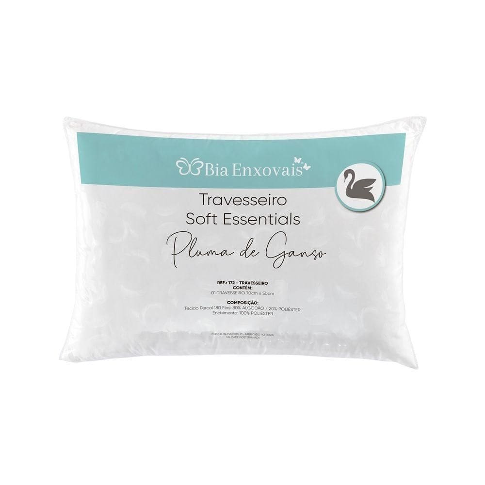 Kit 02 Travesseiros Pluma De Ganso Sintética Soft Essentials - Branco