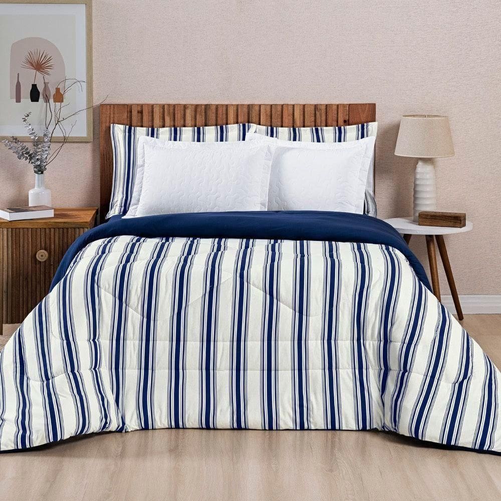 Edredom 100% Algodão Marin Queen 01 Peça Marinho