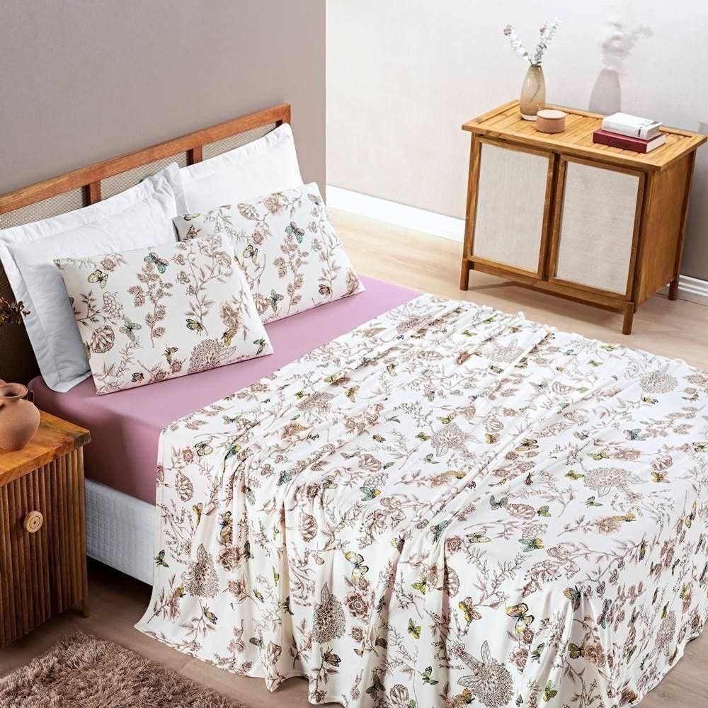 Jogo De Cama Malha Casal Quality 04 Peças - Butterfly