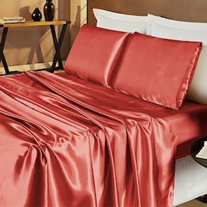 Jogo De Cama Lençol Cetim King Romantic 04 Peças - Telha