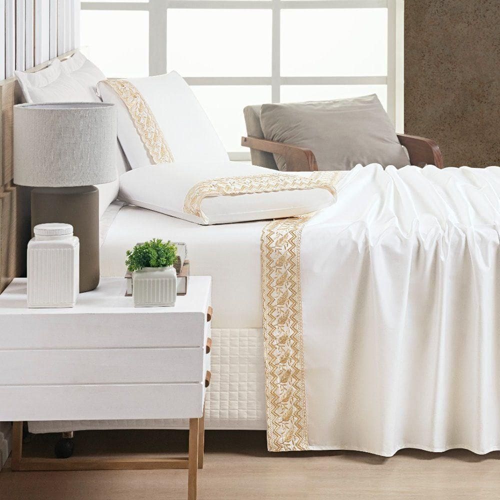 Jogo De Cama Supreme King 04 Peças Off White