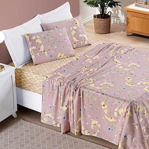 Jogo De Cama Lençol Bouti Estampado Casal Padrão 04 Peças Lavanda