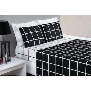 Jogo De Cama Com Lençol De Cima 200 Fios Austin Casal 04 Peças - Preto
