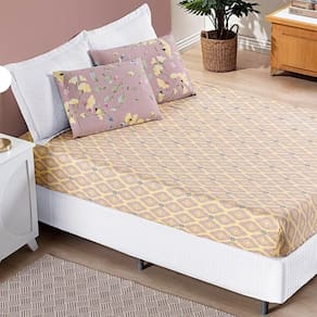 Jogo De Cama Lençol Bouti Estampado Casal Padrão 03 Peças - Lavanda