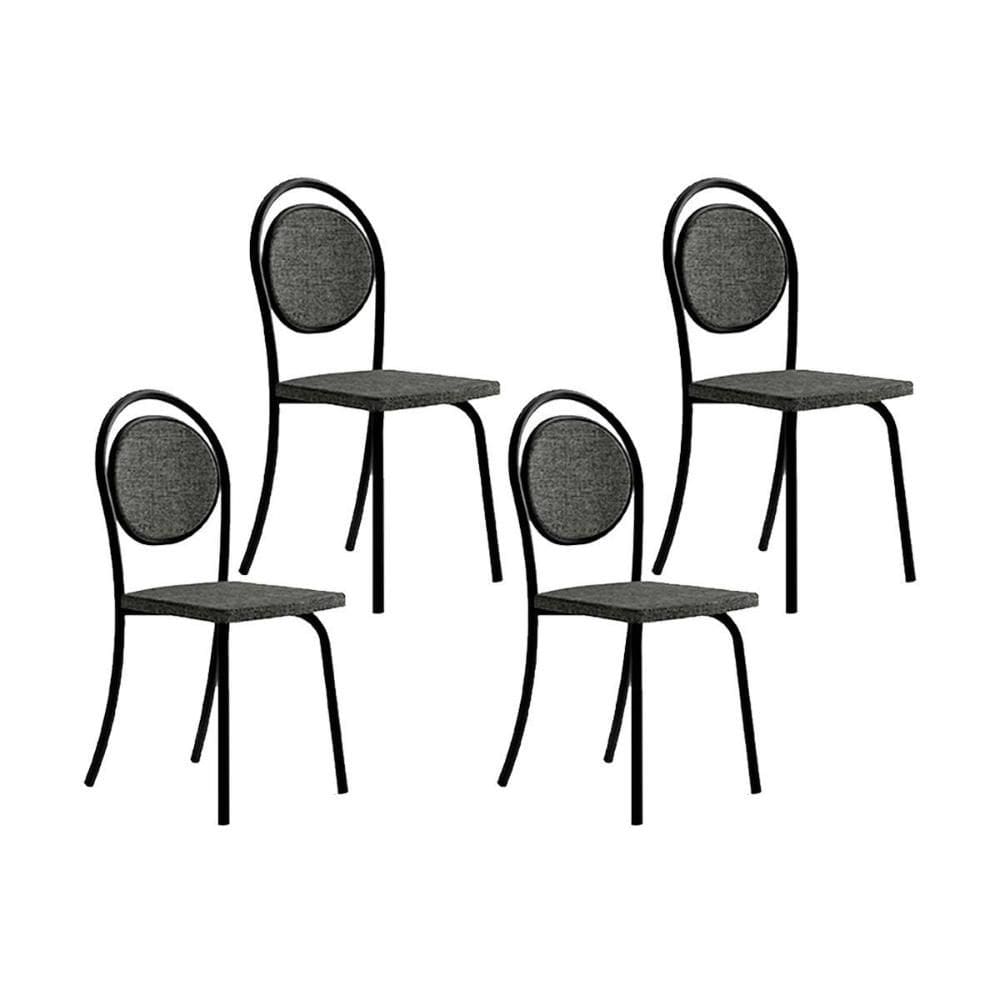 Cadeira Sala de Jantar 1738 Kit 4 Uni Preto/Grafite - Preto - Carraro