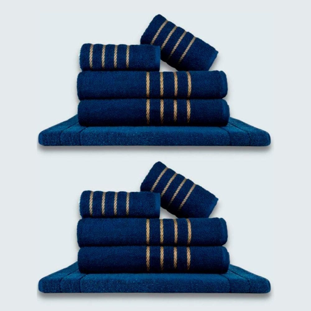 Jogo De Toalhas 10 P?s Cole??o Montreal 100% Algod?o Azul+azul
