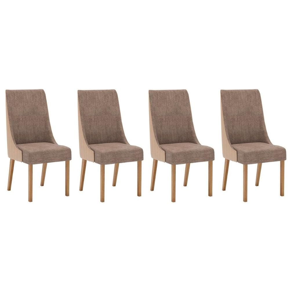 Cadeira Sala de Jantar Ivy Kit 4 Un Nature/Courano Bege/Cacao - Henn