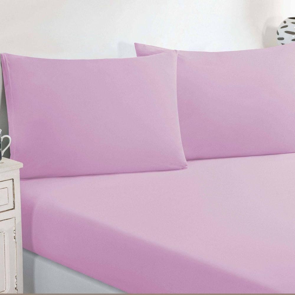Jogo De Cama Malha Lençol 100% Algodão Gran Moratta 3 Peças Casal - Rosa Bebê