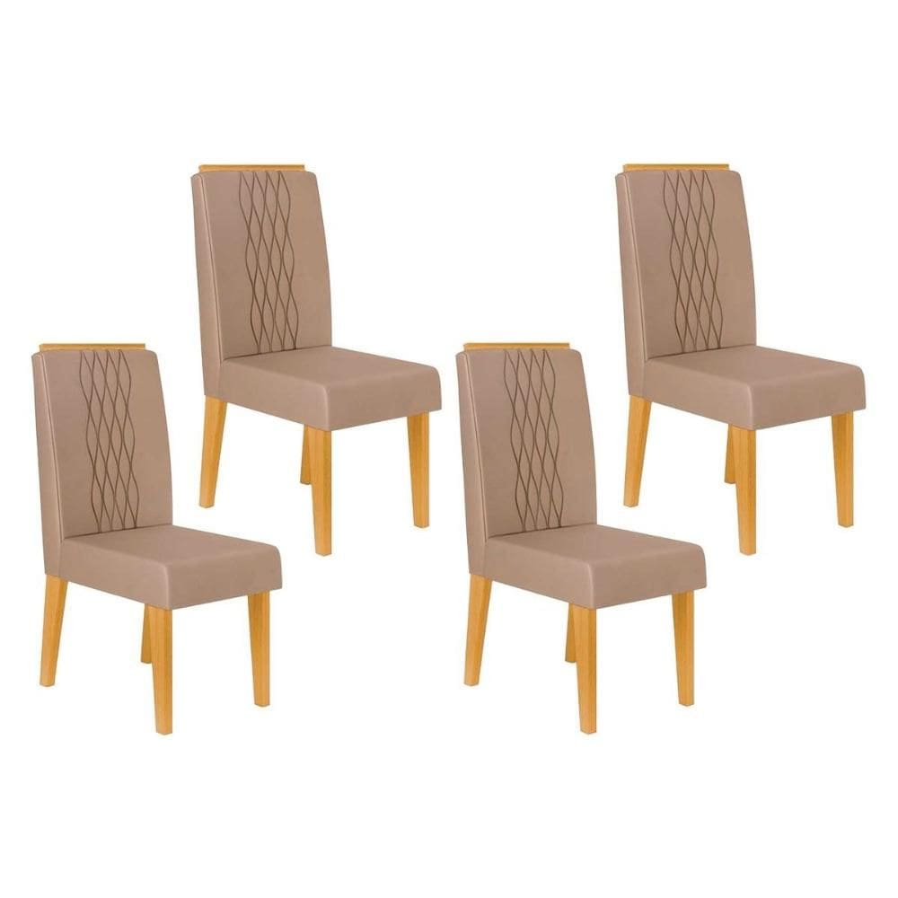 Cadeira Sala de Jantar Lia Kit 4 un Cedro/Suede Kraft - DJ Móveis