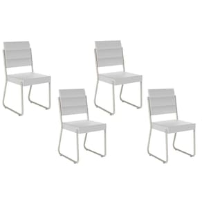 Cadeira Sala de Jantar 1736 Kit 4 Uni Prata/Courino Branco - Carraro
