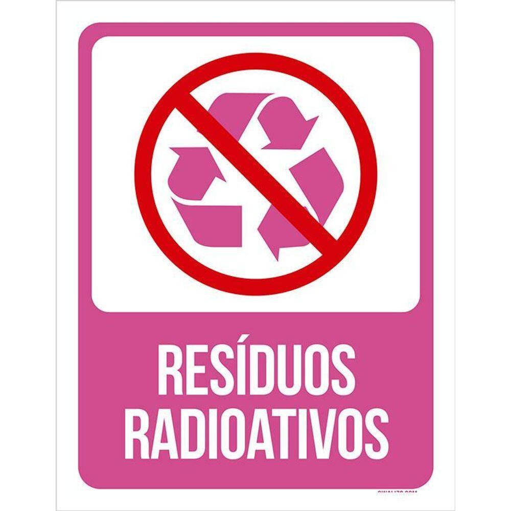 Placa De Sinalização Advertência Resíduos Radioativos 36X46