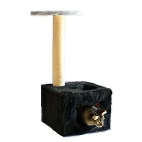 Arranhador Para Gatos Com Toca Preto Com Cinza
