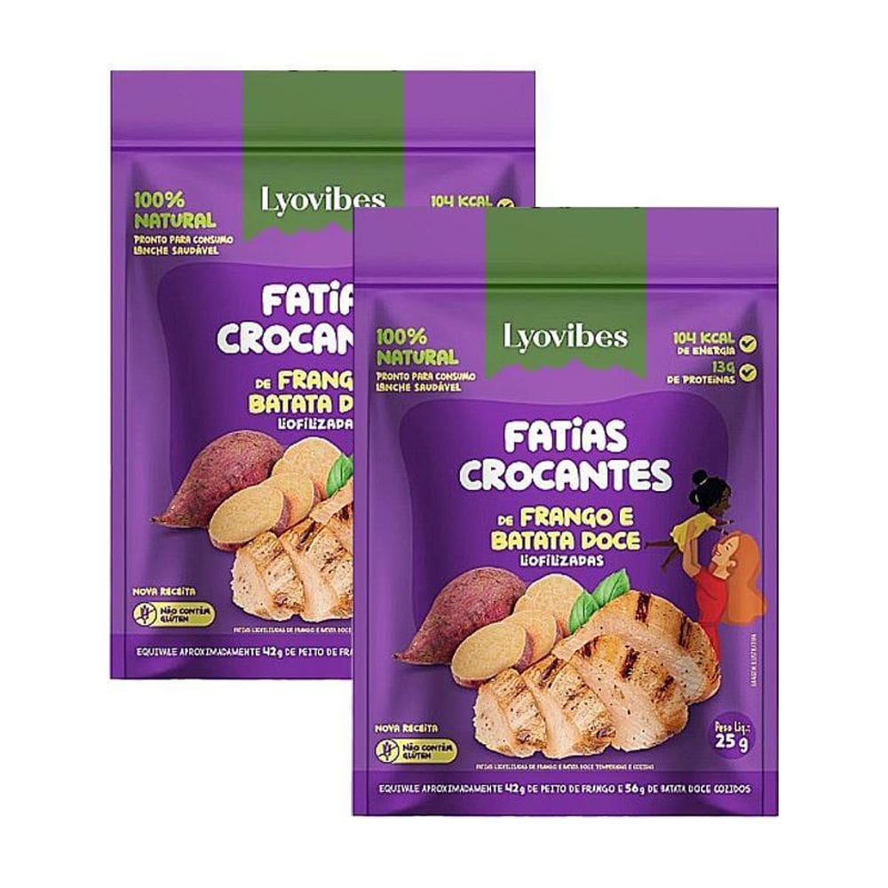Kit 2X: Snack De Frango Batata Doce Liofilizado Lyovibes 25G