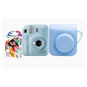 Câmera Instax Mini 12 Fujifilm Azul Com Bolsa + 10Filmes