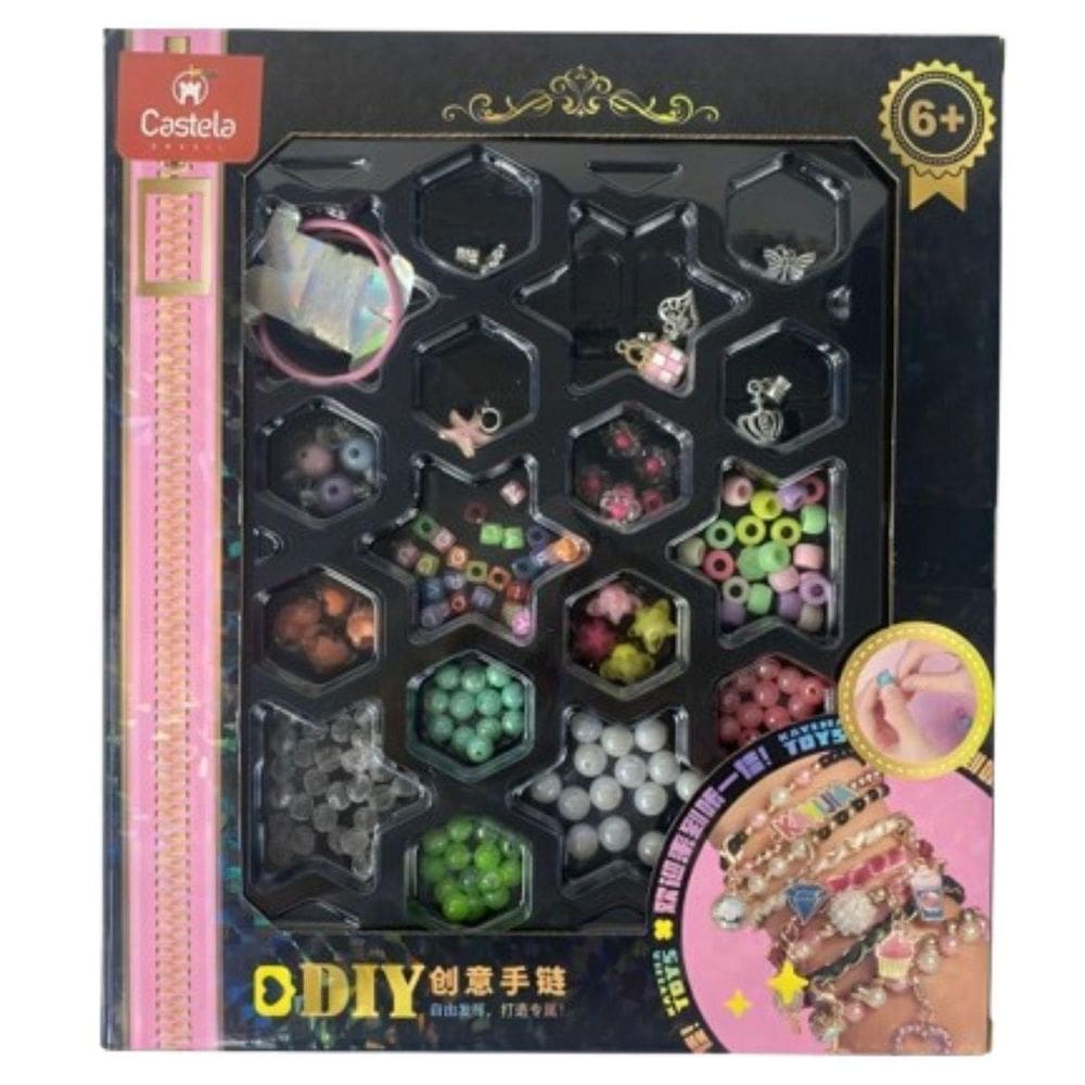 Kit Miçanga Infantil Coloridas Para Montar 160 Pecas Castela