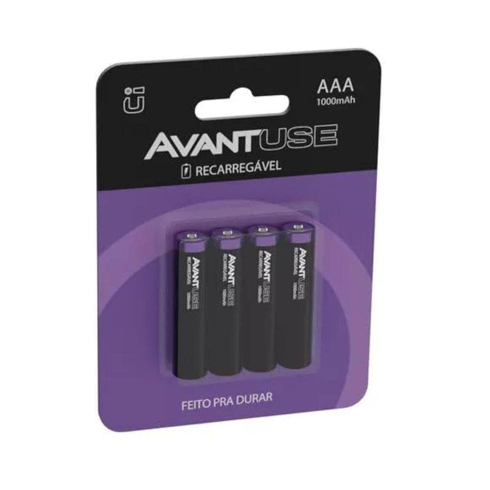 04 Pilhas Recarregáveis Reccaregável Palito Aaa 1000Mah