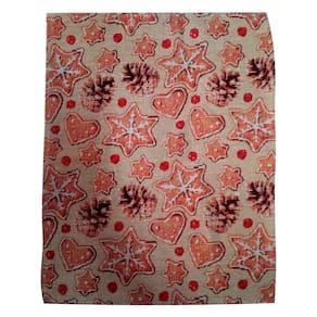 Jogo Americano Natalino 33X45Cm Bege Com Pinhas Multiart