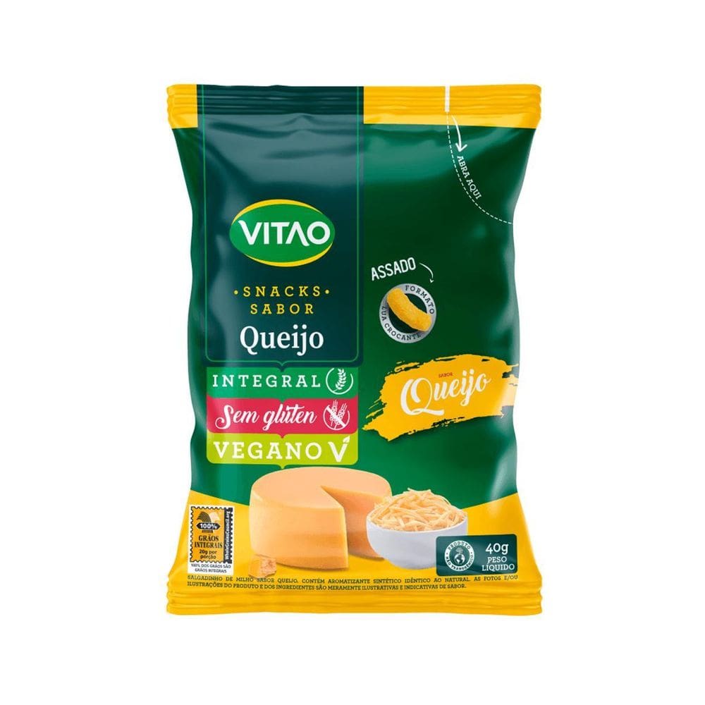Salgadinho Sem Glúten Vegano Sabor Queijo Assado Formato Lua