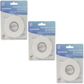Kit Fita Dupla Face De Espuma 1,8 Cm X 3 Metros Com 3 Rolos