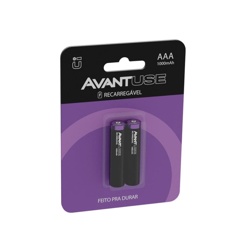 02 Pilhas Recarregáveis Universal Palito Aaa 1000Mah