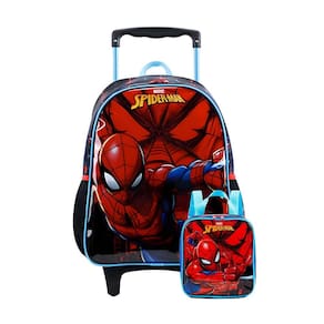 Kit Escolar Spider Man M Mochila De Rodas + Lancheira