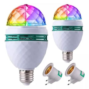 Kit Com Duas Lâmpadas Led Globo Colorido Giratório Festa Dj