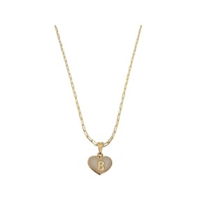 Colar Cartier 50Cm Coração Branco Letra B Banhado Ouro 18K