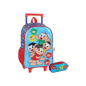 Kit Mochila Rodas + Estojo Turma Da Mônica - Azul