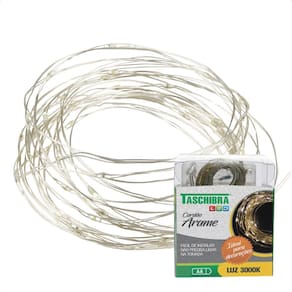 Fio De Luz Fada Cordão 5M 50 Leds A Pilha Taschibra 3000K