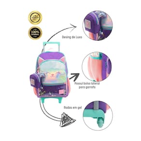 Mochila De Rodinha Tween Gatinho Glitter Holográfica 13960