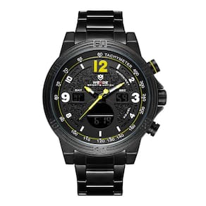 Relógio Masculino Weide Anadigi Wh6908B - Preto E Amarelo