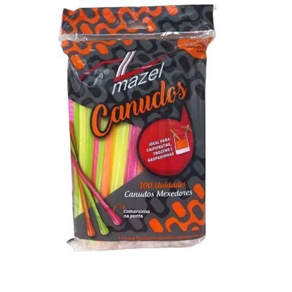 Canudos Mexedor Colorido Neon Festa Pacote Com 100 Unidades