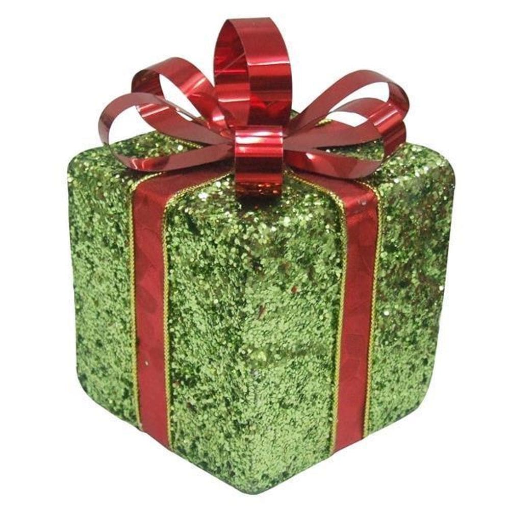 Enfeite De Natal Caixa Verde Pequena Para Arvore Natal 11Cm