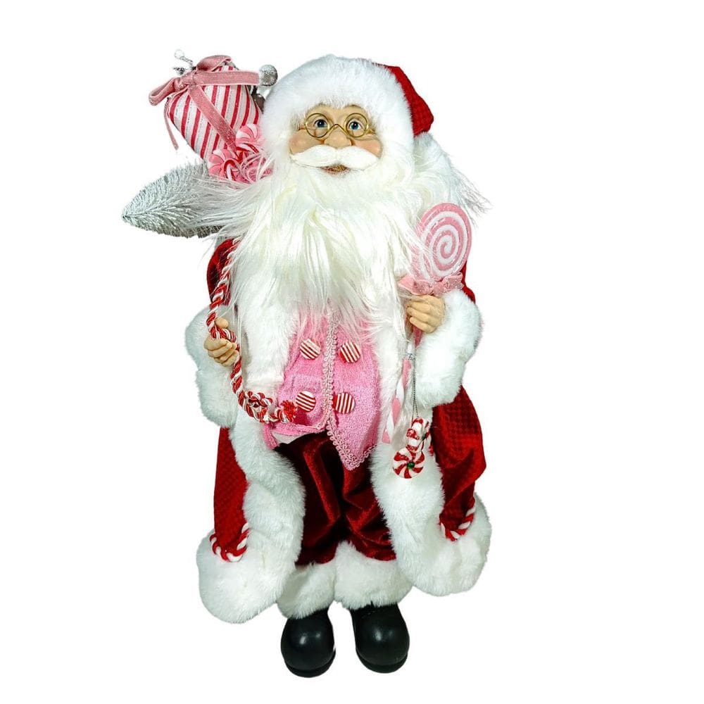 Papai Noel Em Pe Vermelho E Rosa 45Cm Florarte 80389001