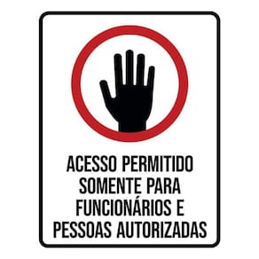 Placa Acesso Permitido Funcionários Autorizadas 36X46