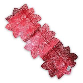 Caminho De Mesa Natalino 90X34Cm Flores Vermelho Multiart
