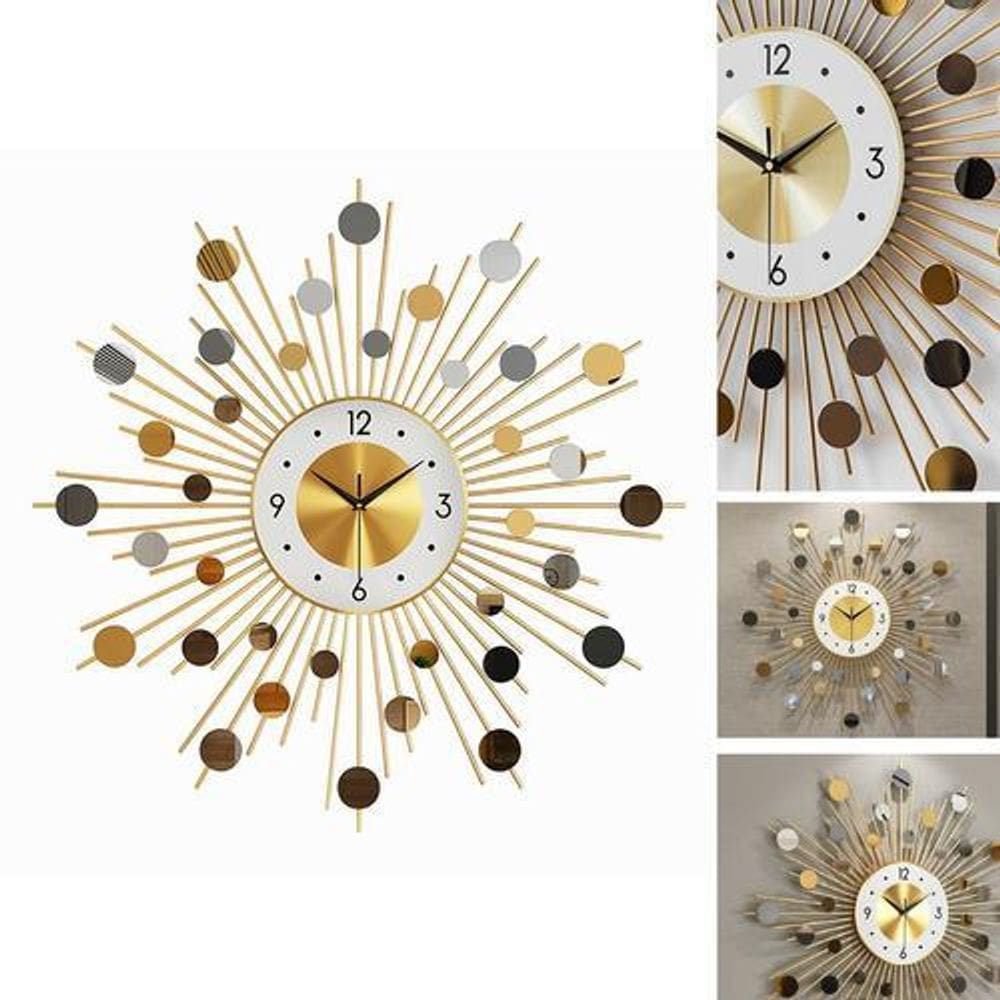 Relógio De Parede 3D Luxuoso Design Europeu Metal 70Cm